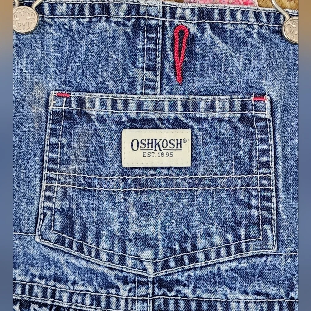 Vintage OshKosh B'gosh 24M Denim Overalls Alphabet Floral Lining 90s